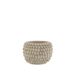 Pot de fleurs J-Line en ciment gris clair avec motif feuille, design moderne.