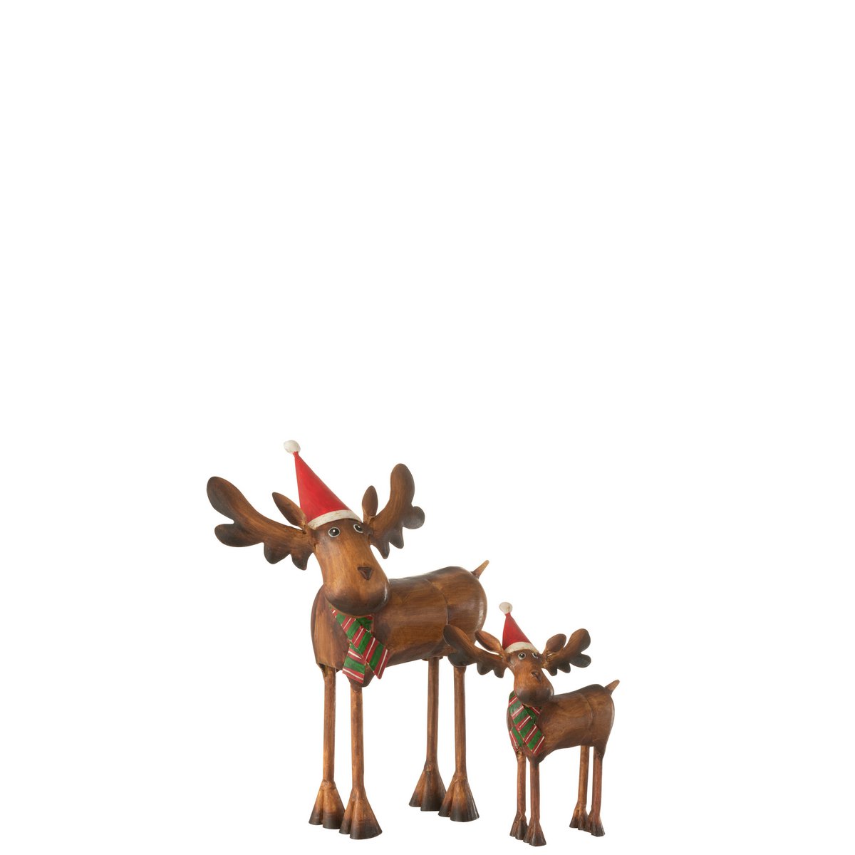 Figurine Élan de Noël J-Line avec chapeau, vue de face