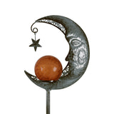 "Lune" à la terre solaire LED, pour l'extérieur, la brochette de terre en métal et en verre en argent, avec LED intégrée