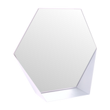 Miroir mural Gorillz Hive avec étagère - Miroir hexagonal - 60 x 52 cm - Blanc industriel