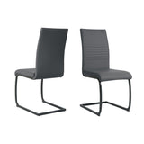 Chaise cantilever en simili cuir gris avec pieds en métal
