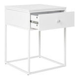 Vue latérale de la table Vita montrant sa finition blanche