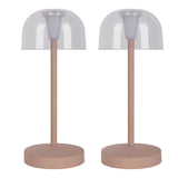 Lampe de table de batterie LED à 2 ert "Gomba" pour l'extérieur et à l'intérieur, en métal et en plastique dans l'amande givré, 18,5 cm de haut
