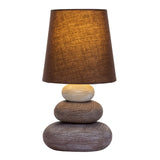 Lampe de table en céramique "Stoney", lampe de table en céramique en marron, avec douille E14, lampe de table pour salle à manger, salon, couloir ou bureau, ou comme lampe de chevet, 31 cm de haut