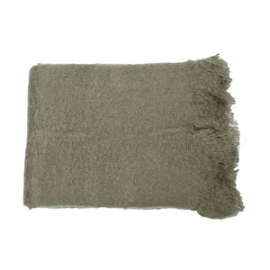 Plaid tricoté gris olive 150x220