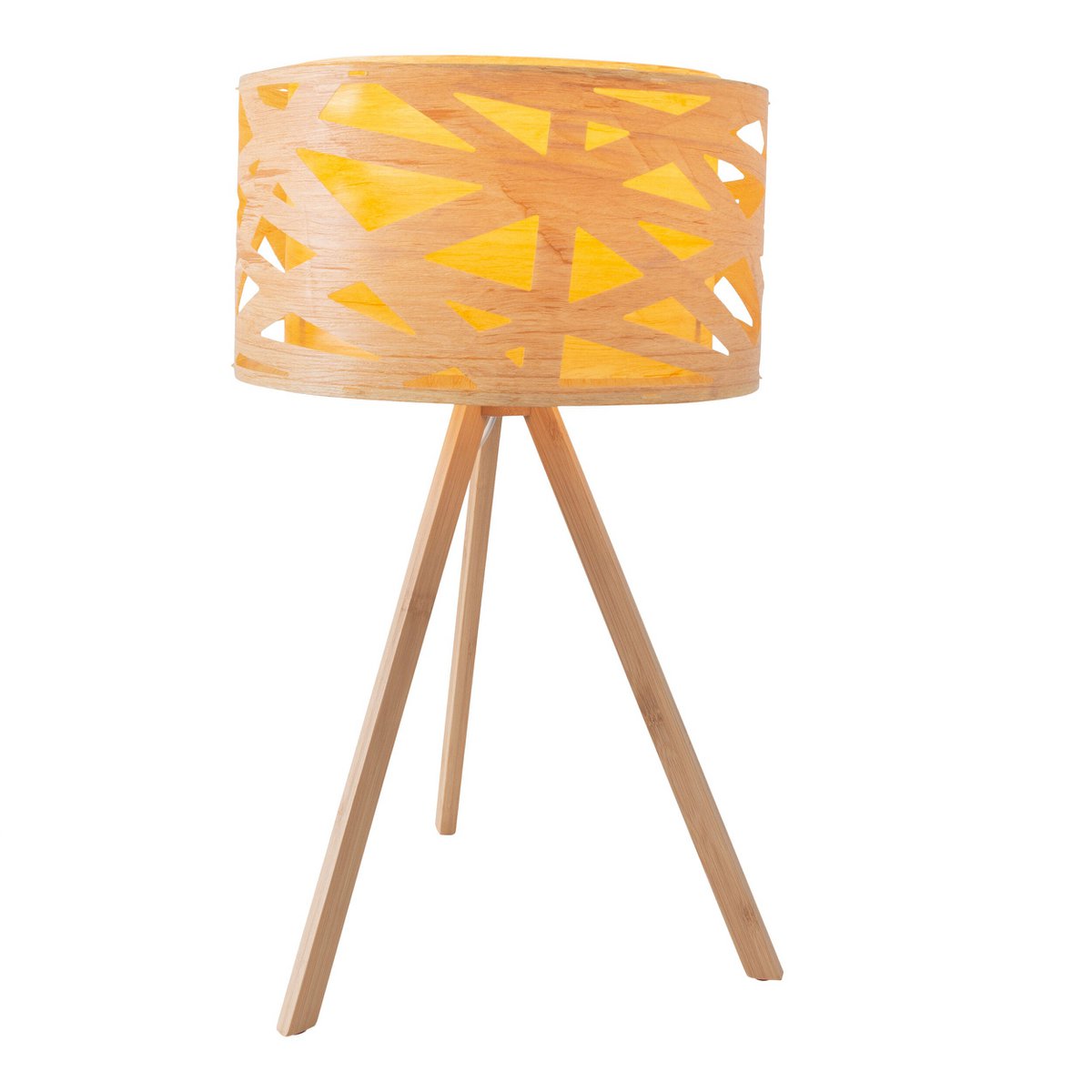 Lampe de table "Finja" en plastique / holzimitation de couleur naturelle, avec un éclairage de version E27 pour le salon, la salle à manger ou le bureau, 55 cm de haut