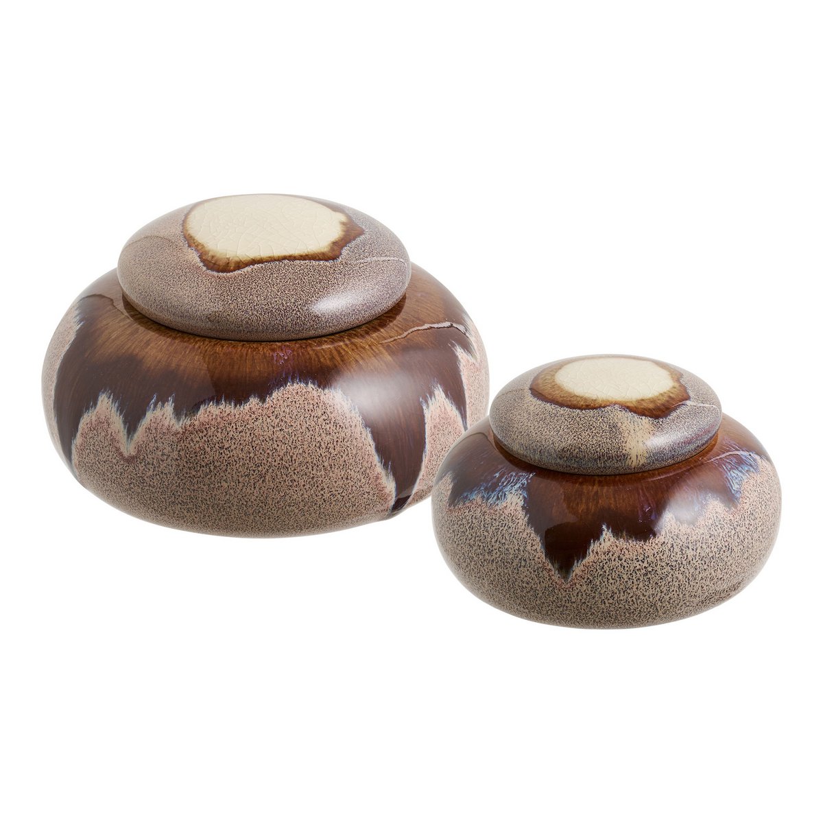 Lot de 2 pots en céramique marron, vue de face