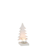 Bougeoir J-Line Sapin de Noël en bois blanc, vue de face