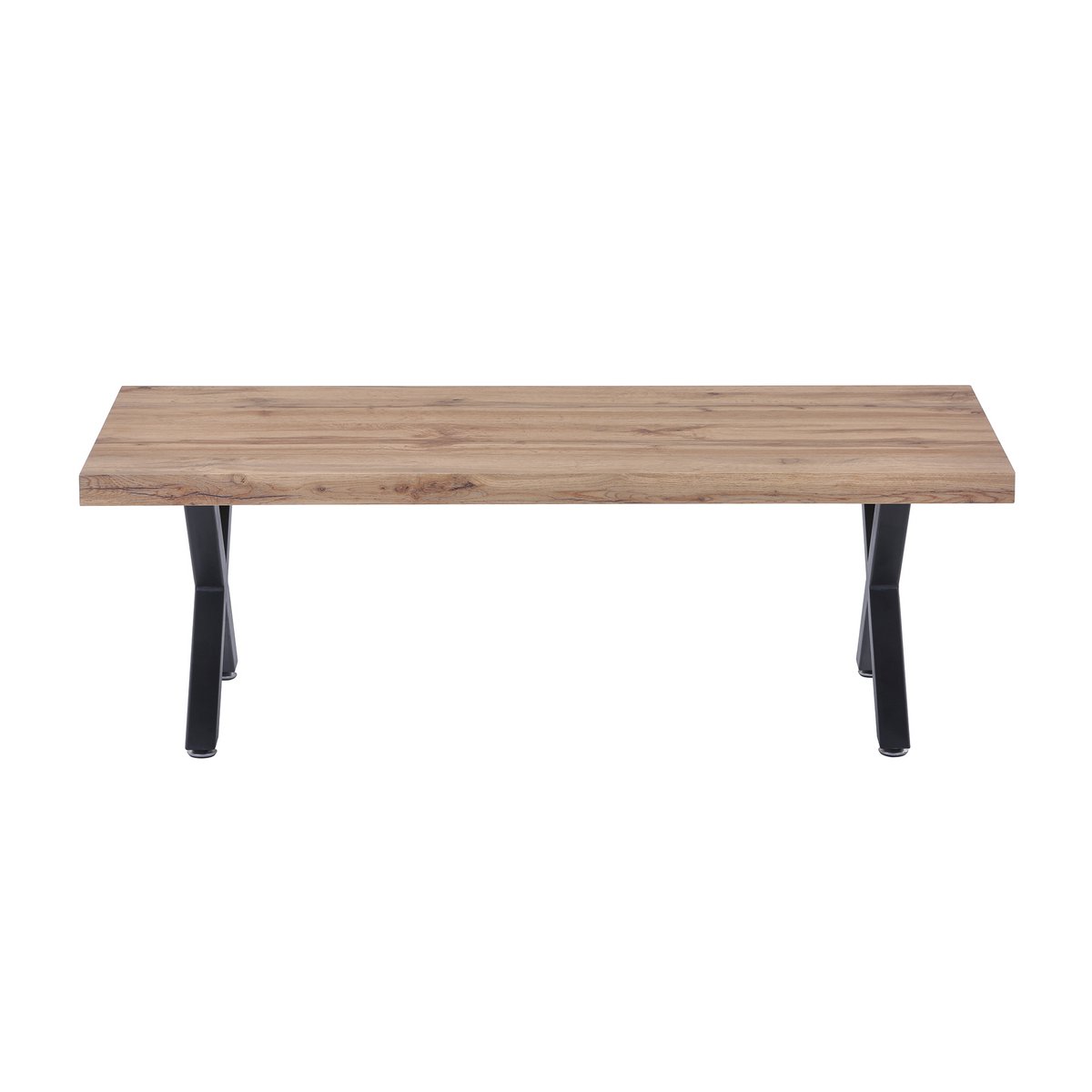 Vue de côté de la table basse avec plateau en chêne