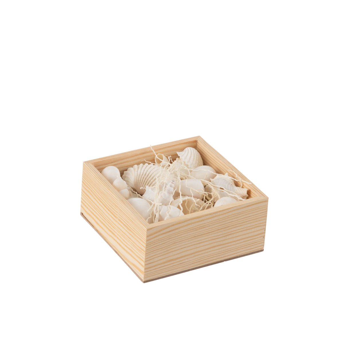 Boîte carrée J-Line en coquillages blancs, vue de face