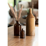 Vase en céramique marron J-Line, vue de face, hauteur 42 cm