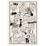 Torchon Dubout Ribambelle chats calendrier 2027 Ecru 48 x 72