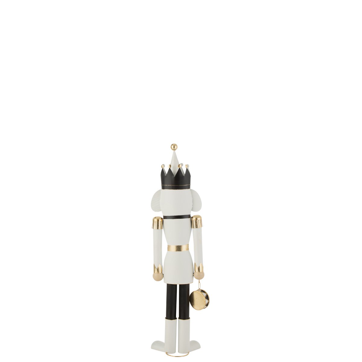 Figurine J-Line Casse-Noisette en métal noir et blanc, vue de face