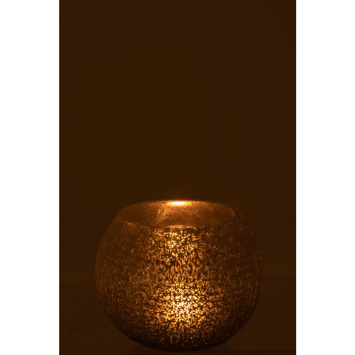 Détail du verre craquelé du bougeoir argenté J-Line