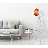 Lampe debout à trois pattes "" Christie "" en métal et blanc peint Hol, E27, 90-130 cm de haut