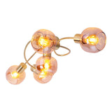 Le plafonnier / plafond "en laiton" Libby ", lampe au plafond classique en métal de couleur en laiton et en verre teinté en ambre, avec socket E14, pour salle à manger, salon, couloir ou bureau, 65,5 cm de long