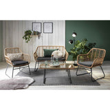 Table de jardin en verre avec chaises en polyrotin