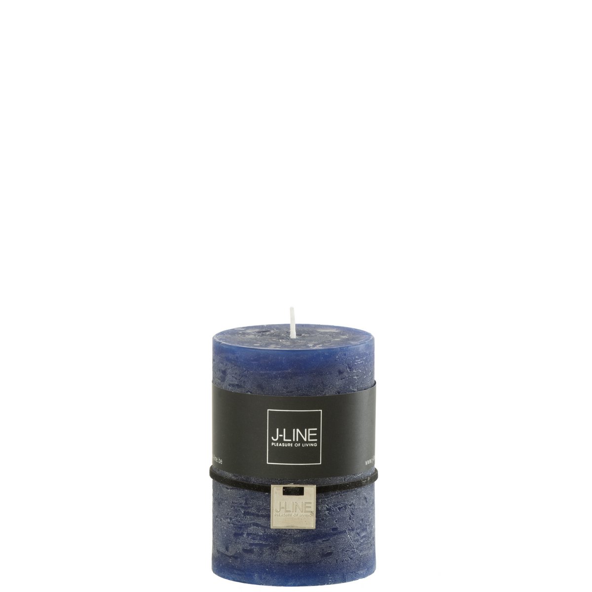 Gros plan sur la texture de la bougie cylindrique J-Line bleue