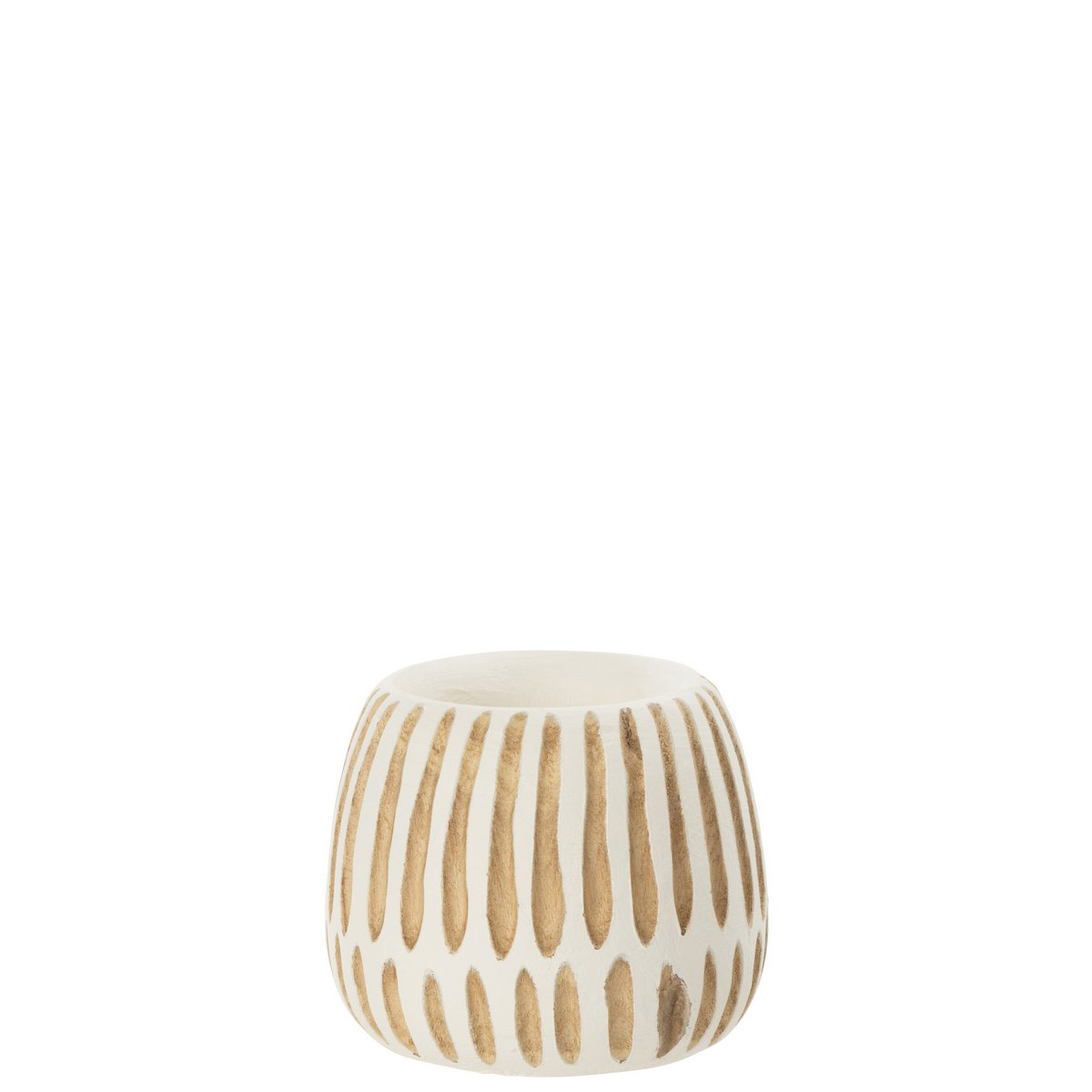 Pot de fleurs J-Line Ying en bois blanc, décoré avec des succulentes