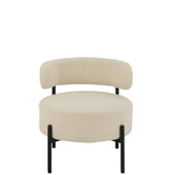 Fauteuil J-Lounge Bouclé en tissu blanc et noir, vue de face