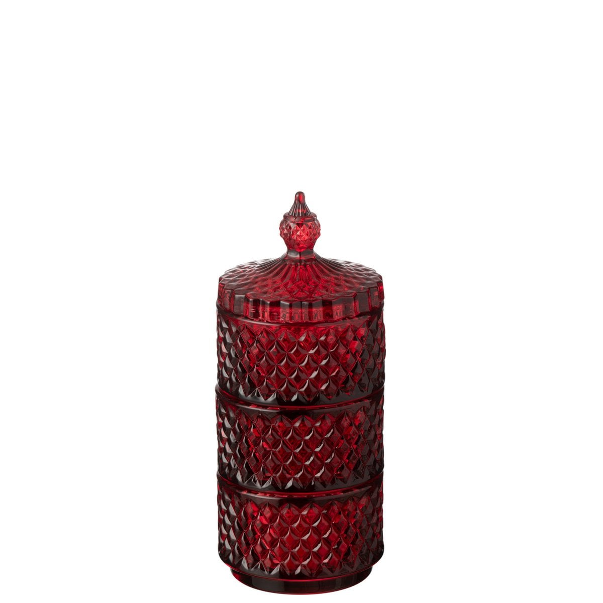 Pot de conservation J-Line en verre rouge, élégant et fonctionnel
