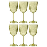 Détails des verres à vin en plastique vert J-Line sur une table