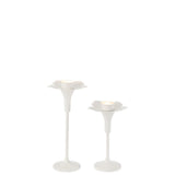J-Line Set De 2 Bougeoirs Oldies Métal Blanc