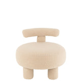 Tabouret rond J-Line en bouclé beige chaud, vue de face