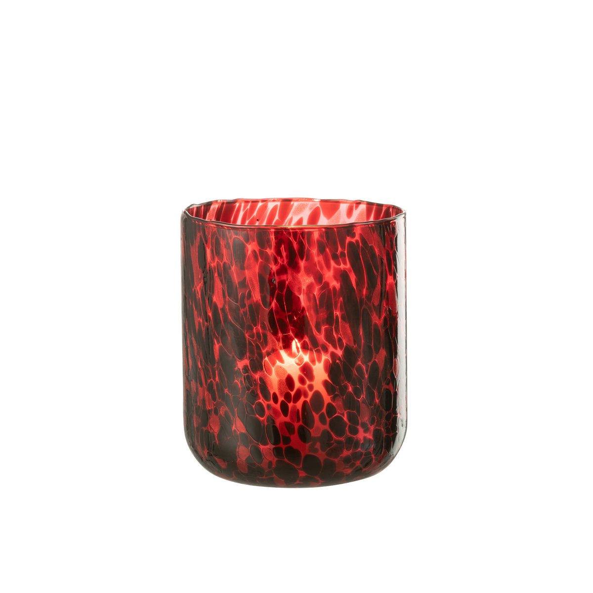 Lanterne J-Line Spotted en verre rouge et noir, vue de face