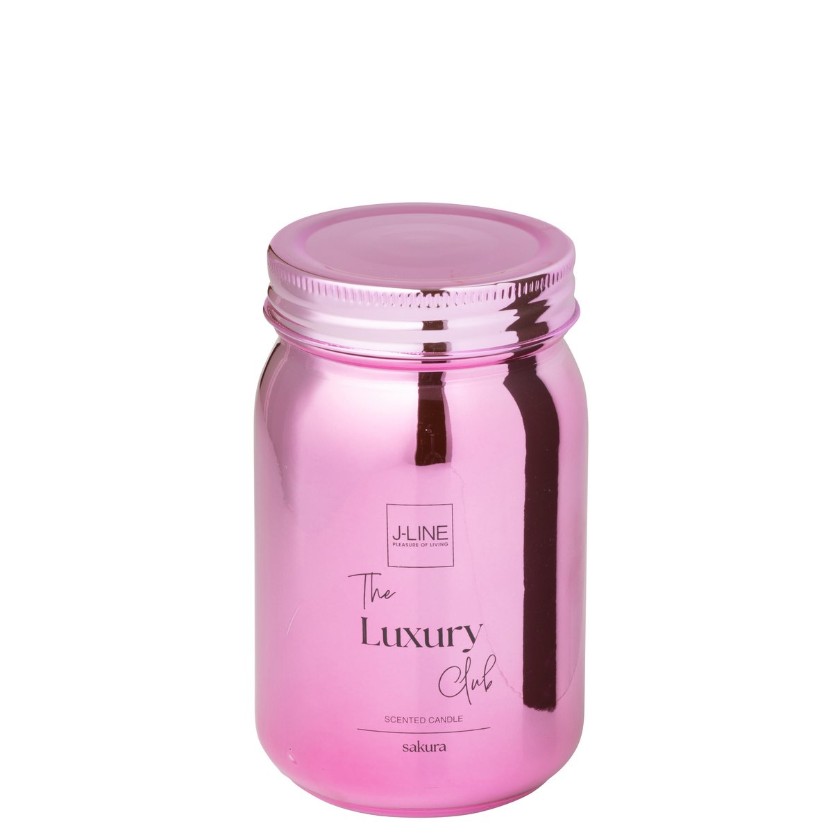 Bougie parfumée J-Line Sakura en verre rose, élégante et raffinée