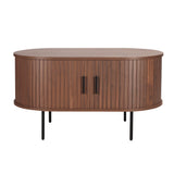 Table basse en noyer et métal noir avec design scandinave