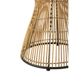 Table d'appoint J-Line Round Grooves en rotin naturel vue de face