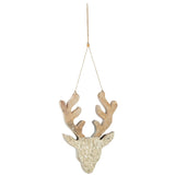 Suspension Rendier Glitter en bois doré, élégante et festive