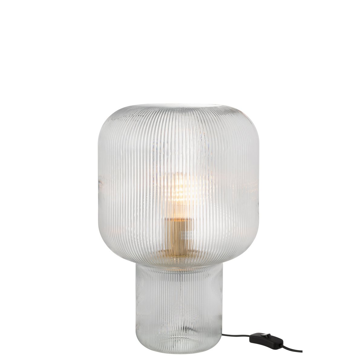 Lampe de table J-Line en verre transparent, vue de face