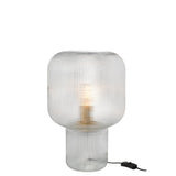 Lampe de table J-Line en verre transparent, vue de face