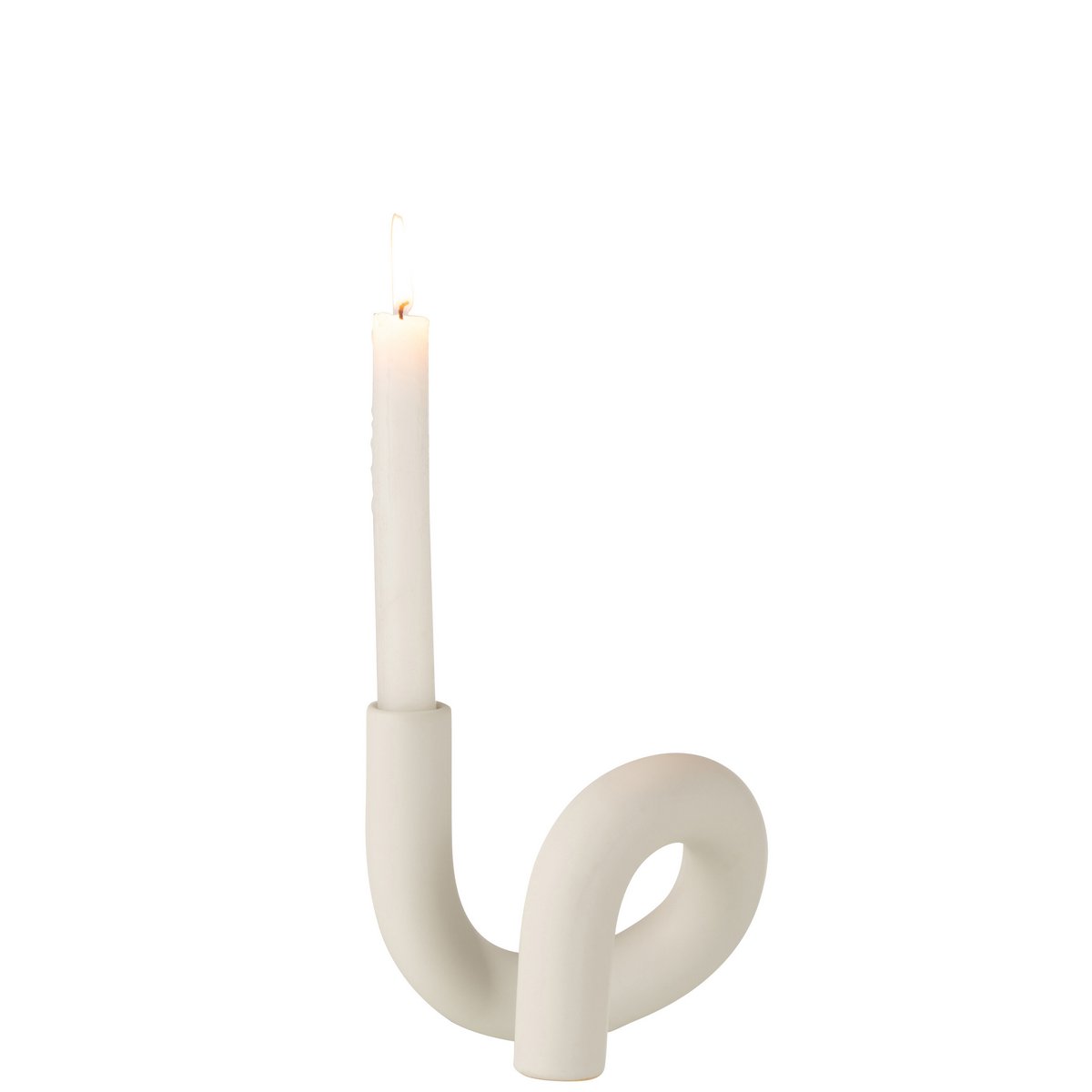 Bougeoir J-Line en céramique blanche, design moderne et élégant