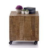 Table basse carrée 45 x 45 x 45 cm table d'appoint table à fleurs manguier durable bois de récupération