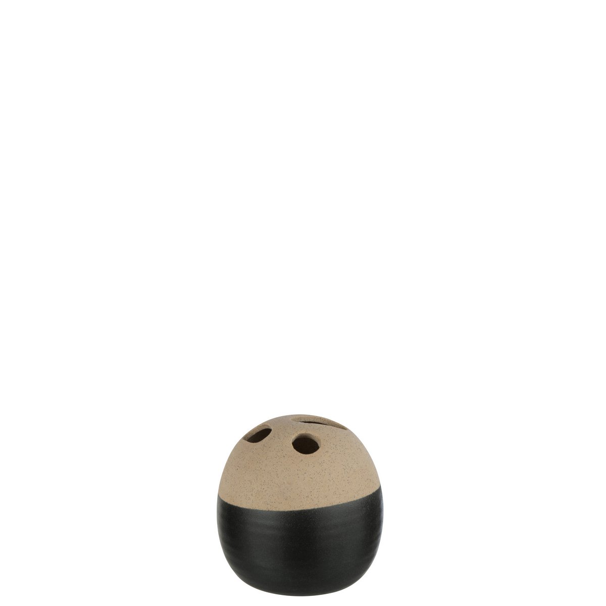 Vase bol J-Line en céramique beige et noir, design élégant et moderne