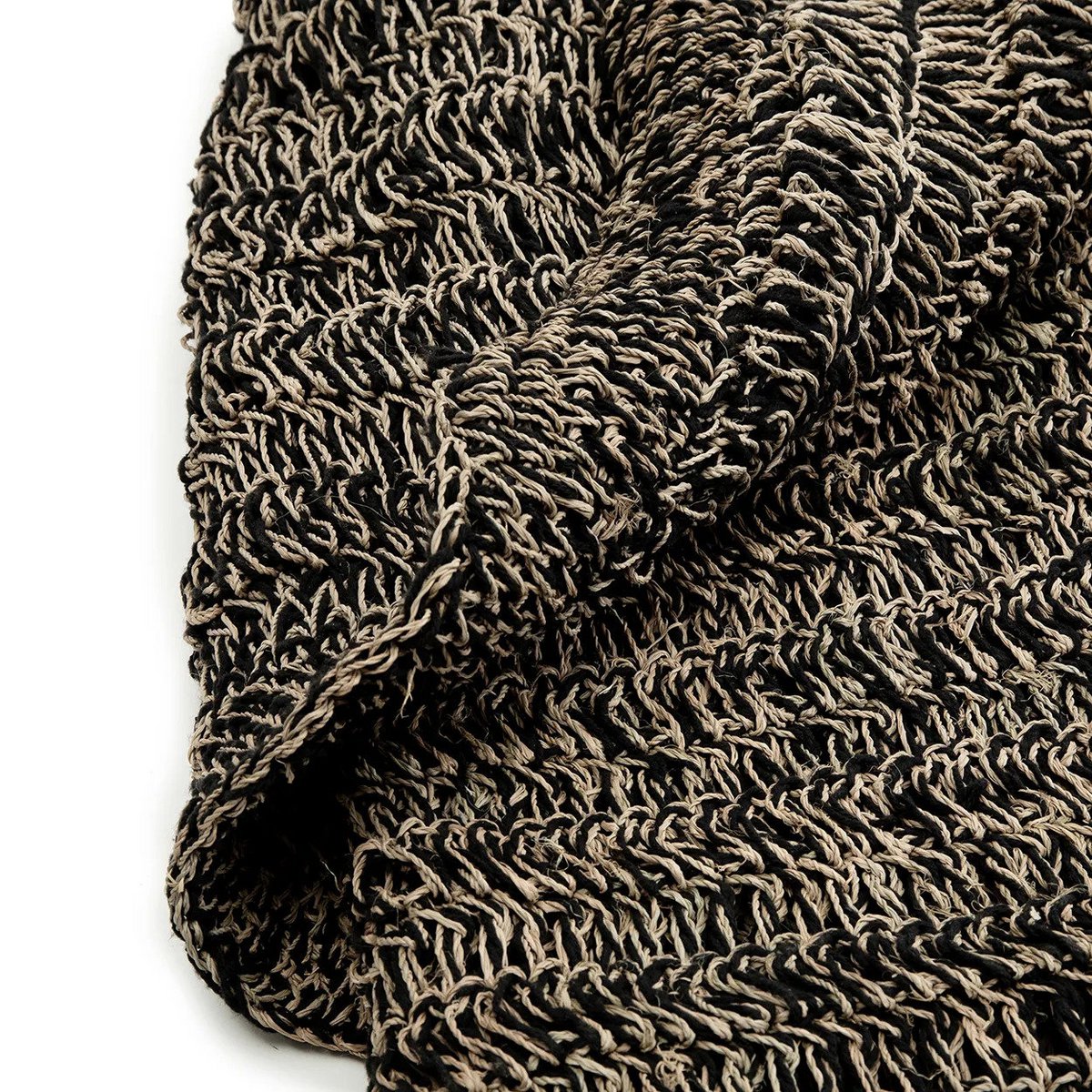 Tapis Seagrass noir naturel en extérieur