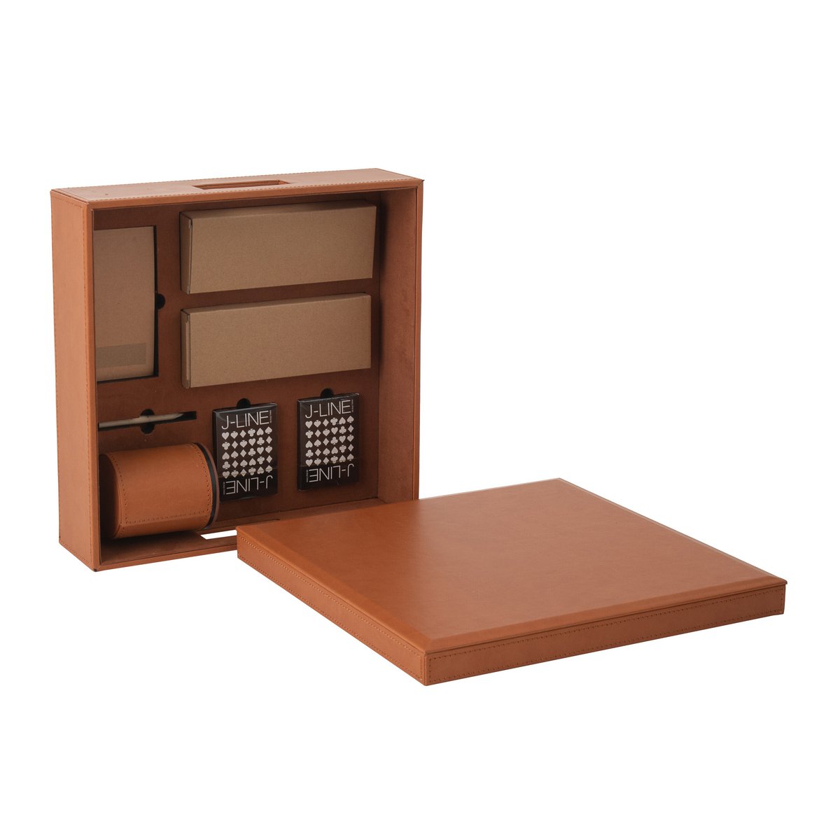 Coffret J-Line en cuir cognac, élégant et raffiné pour la décoration