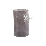 Vase Oiseau Sur Branche Petit en verre gris avec oiseau décoratif