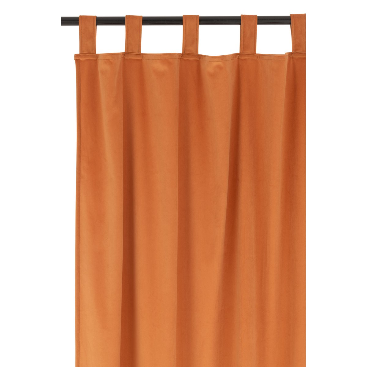 Détail du tissu velours du rideau J-Line en ocre, mettant en avant sa texture luxueuse
