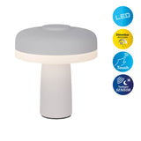 Table sans fil "PilU", 16,5 cm de haut, au-dessus de Ø de 15 cm, métal en blanc, plastique blanc, LED intégrée, 280 lumens, dimmable par capteur tactile, blanc chaud