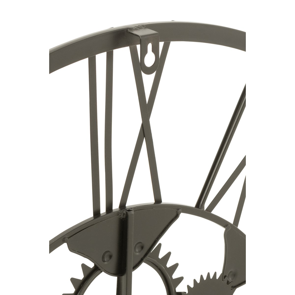 Horloge murale J-Line en métal noir avec chiffres romains, vue de face