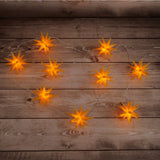 Chaîne légère LED "étoiles 3D" en plastique en jaune, avec des LED fermement installées, décorations de Noël pour l'extérieur