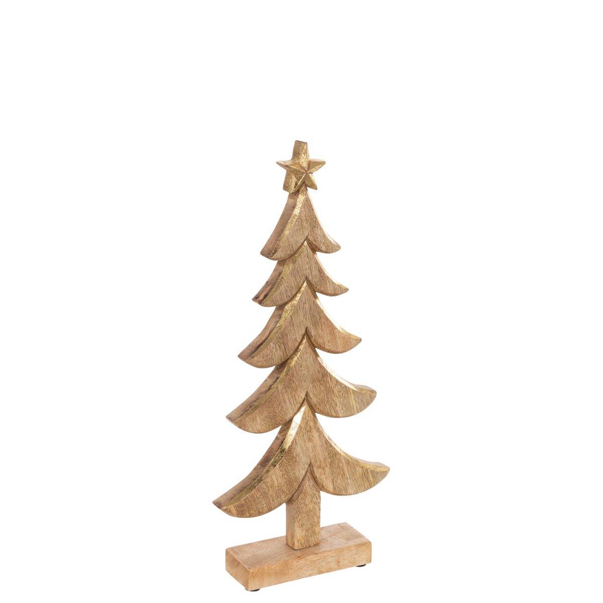 Détail du sapin de Noël J-Line en bois doré, texture et finition