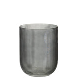Vase J-Line Rayé en verre noir, élégant et moderne