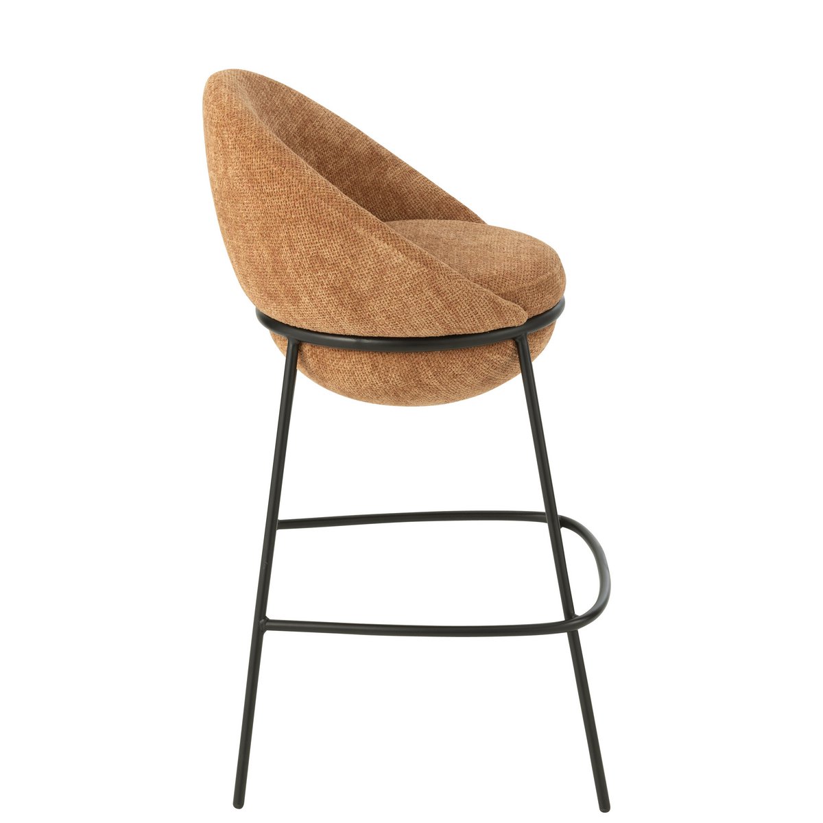 Détail du tabouret de bar J-Line montrant la texture du métal et de la terre cuite