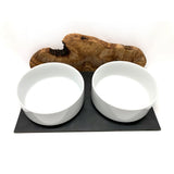 Station d'alimentation MOUNTAIN 2x 1,5 litre bol en porcelaine bois d'olivier