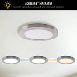 Le plafond LED "bonus", fonction, plafond métallique et plastique, les anneaux en chrome et blanc peuvent être modifiés, avec des LED fermement construites, 22,5 cm de diamètre